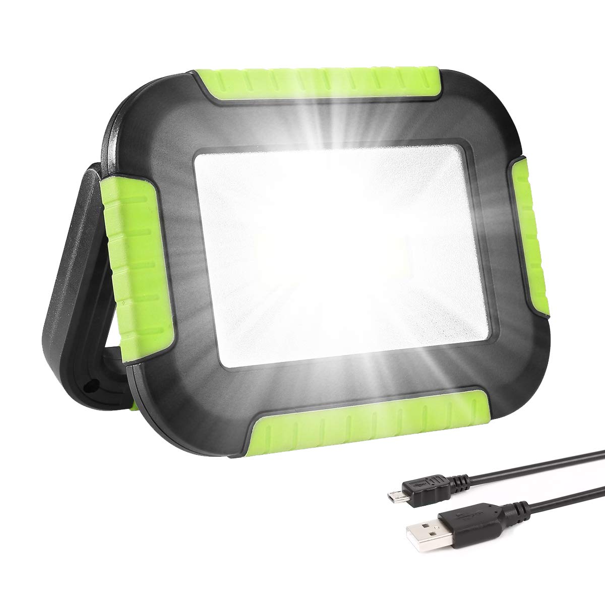 Foco LED Trabajo 10W, Foco LED Recargable 1000 LM, Luz deTrabajo Portátil 3 Modos, Banco de Energía, Resistente al Agua IPX4, Linterna Cámping para Emergencia, Pesca, Cortes de Energía y Más