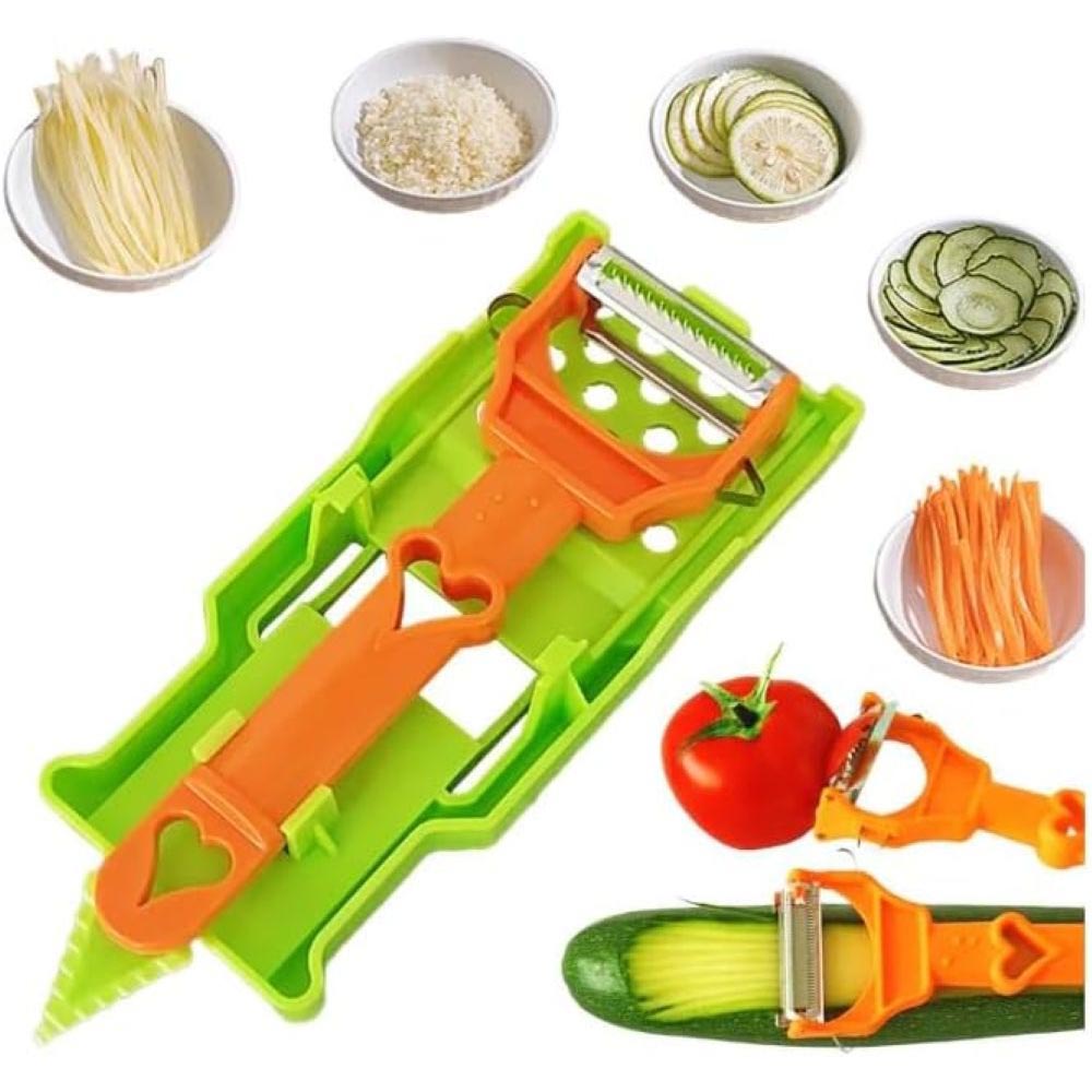 3-in-1 Multifunctional Vegetable Peeler & Kitchen Prep Tool – Ergonomic Stainless Steel Slicer & Julienne Cutter