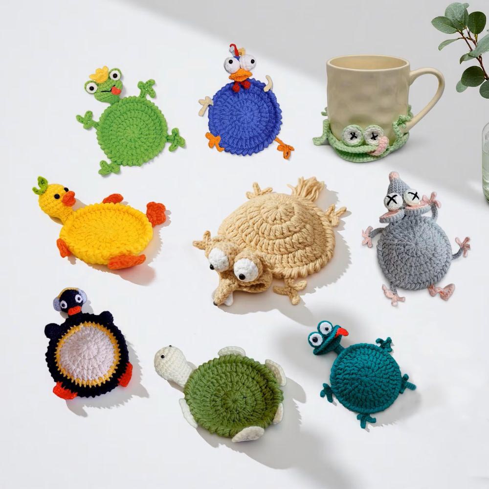 Cute Handmade Animal Crochet Coasters – Adorable Table Decor & Gift Idea