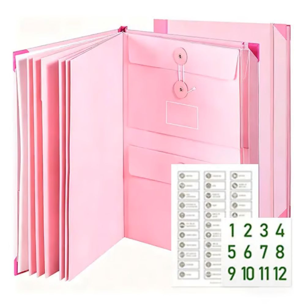 Accordion File Organizer Manila Pocket Document Folder for Passports, Birth Certificates & Important Papers, Office & Home Storage
