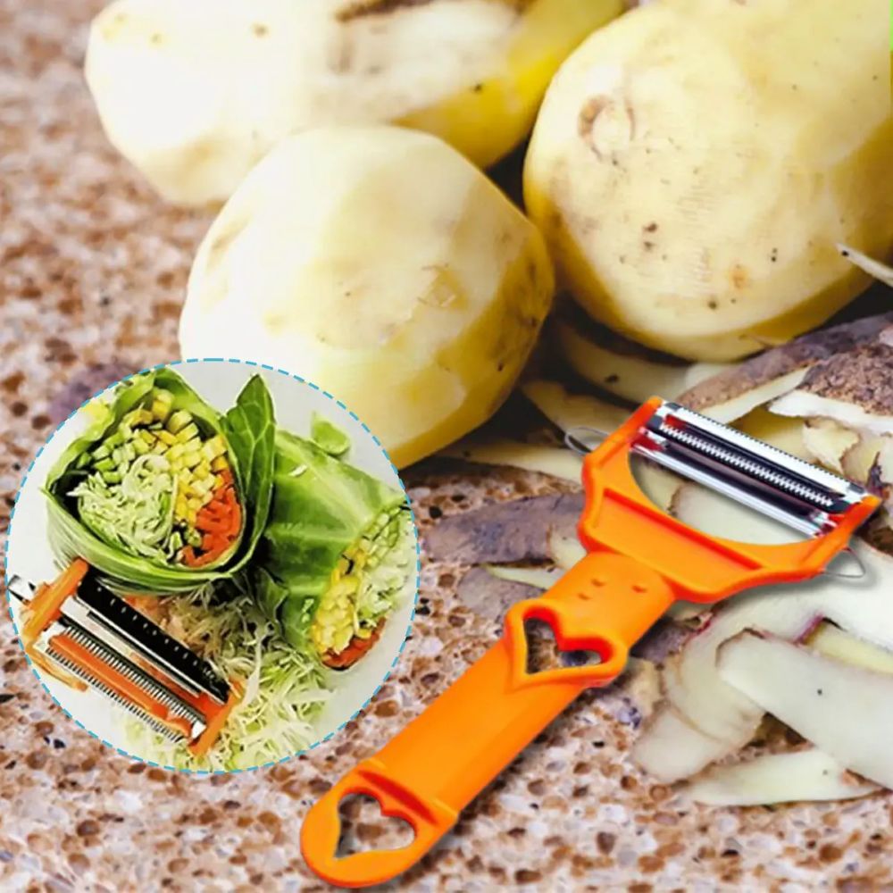 3-in-1 Multifunctional Vegetable Peeler & Kitchen Prep Tool – Ergonomic Stainless Steel Slicer & Julienne Cutter