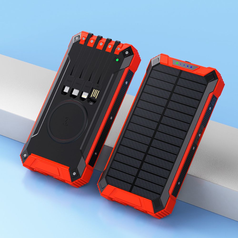 20000mAh Solar Charger Power Bank – Waterproof Outdoor Portable Battery with Wireless Charging