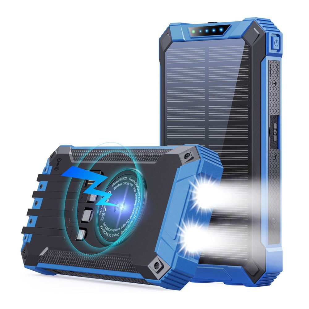 20000mAh Solar Charger Power Bank – Waterproof Outdoor Portable Battery with Wireless Charging