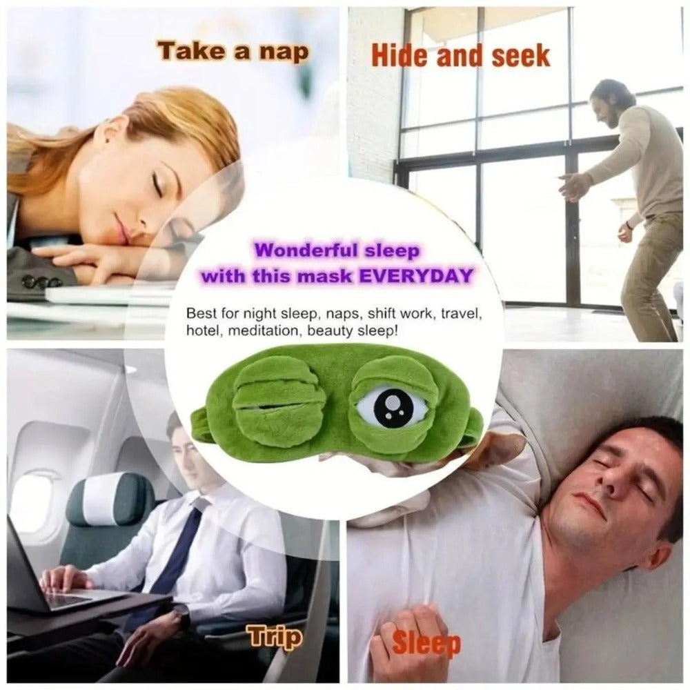Cute 3D Frog Sleep Mask – Soft Blackout Eye Mask for Better Sleep