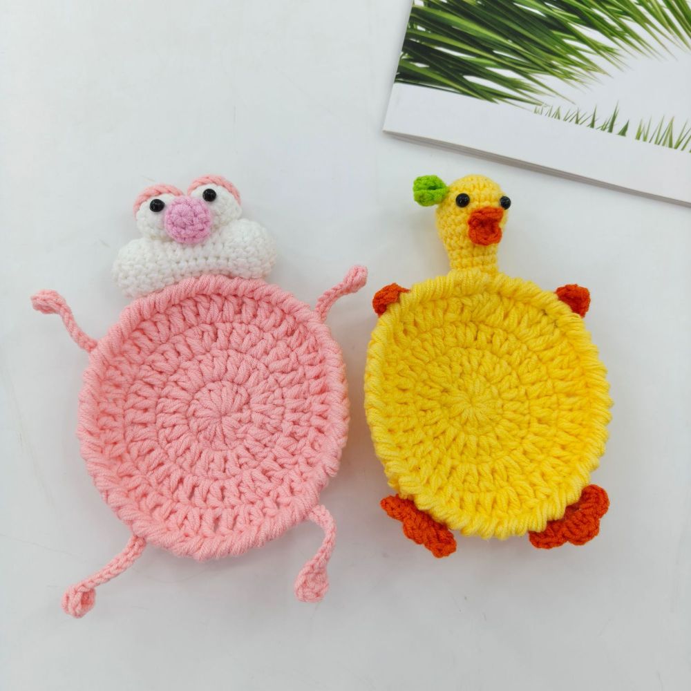 Cute Handmade Animal Crochet Coasters – Adorable Table Decor & Gift Idea
