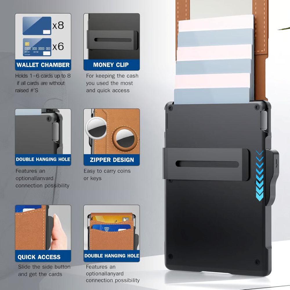 Pop-Up Slim Wallet for Men – RFID Leather Card Holder