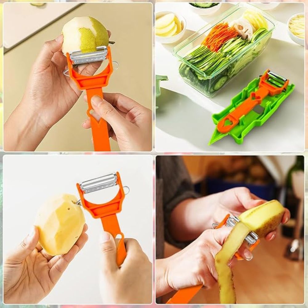 3-in-1 Multifunctional Vegetable Peeler & Kitchen Prep Tool – Ergonomic Stainless Steel Slicer & Julienne Cutter