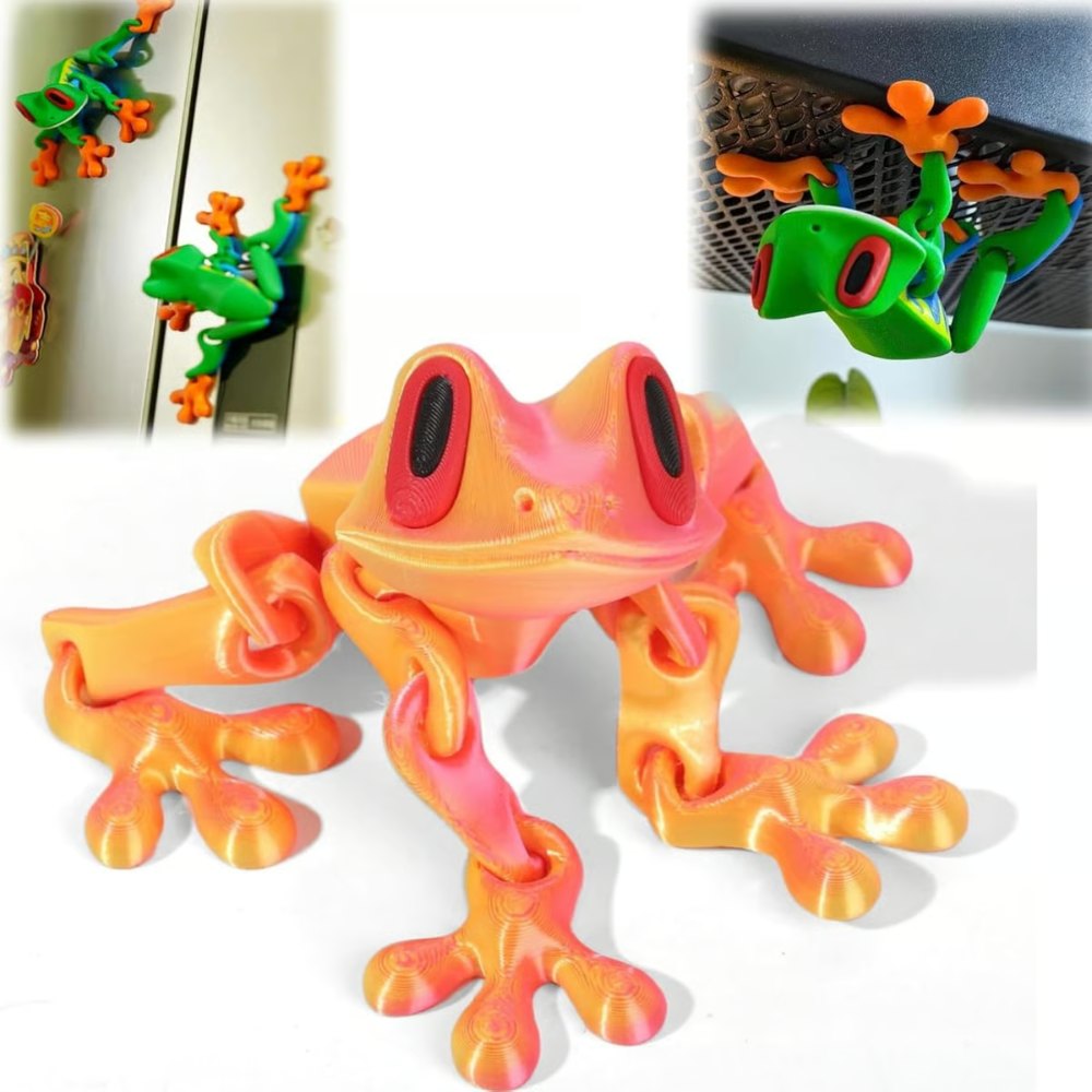 3D Printed Magnetic Frog – Poseable Desk Toy & Fridge Magnet