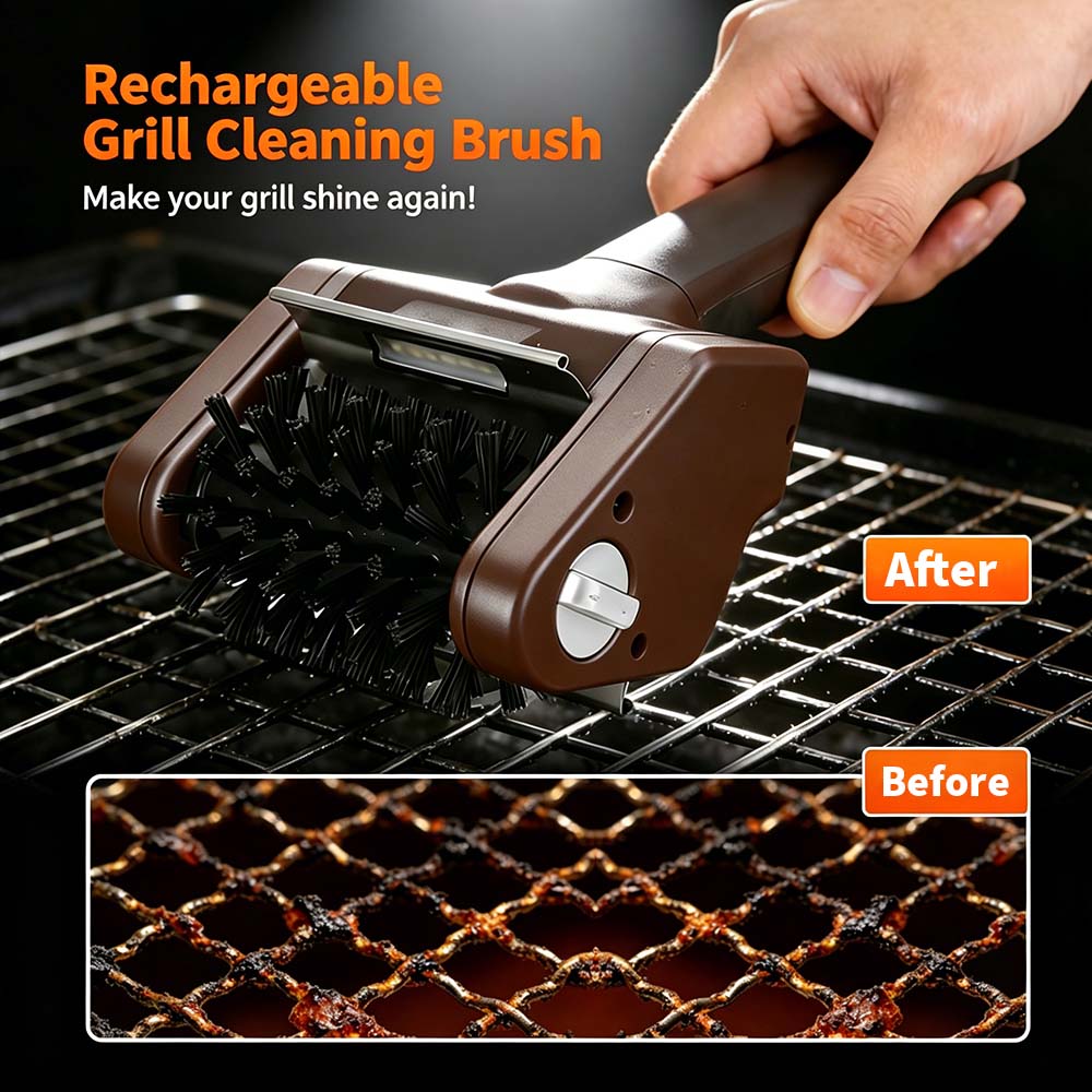 Cordless Electric BBQ Grill Brush – 700RPM Power Cleaning, Bristle-Free & Safe