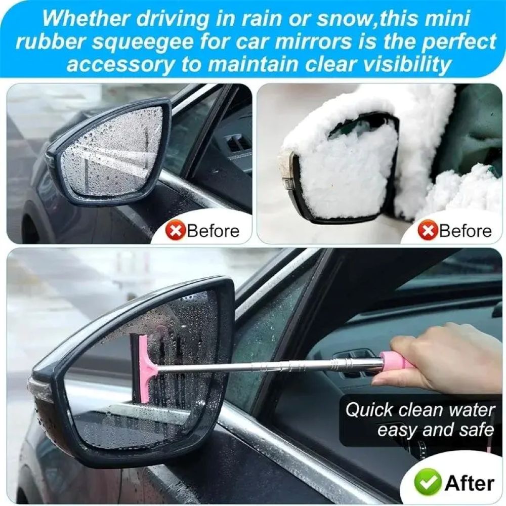Retractable Car Mirror Wiper – Clear Rain & Water Spots Instantly