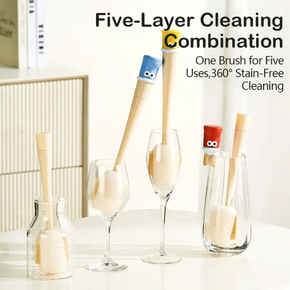 5-in-1 Bottle Cleaning Brush – Deep Clean Cups & Straws
