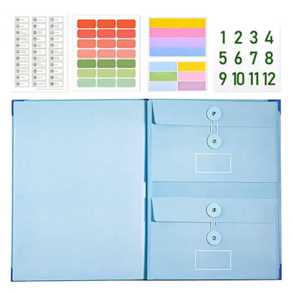 Accordion File Organizer Manila Pocket Document Folder for Passports, Birth Certificates & Important Papers, Office & Home Storage