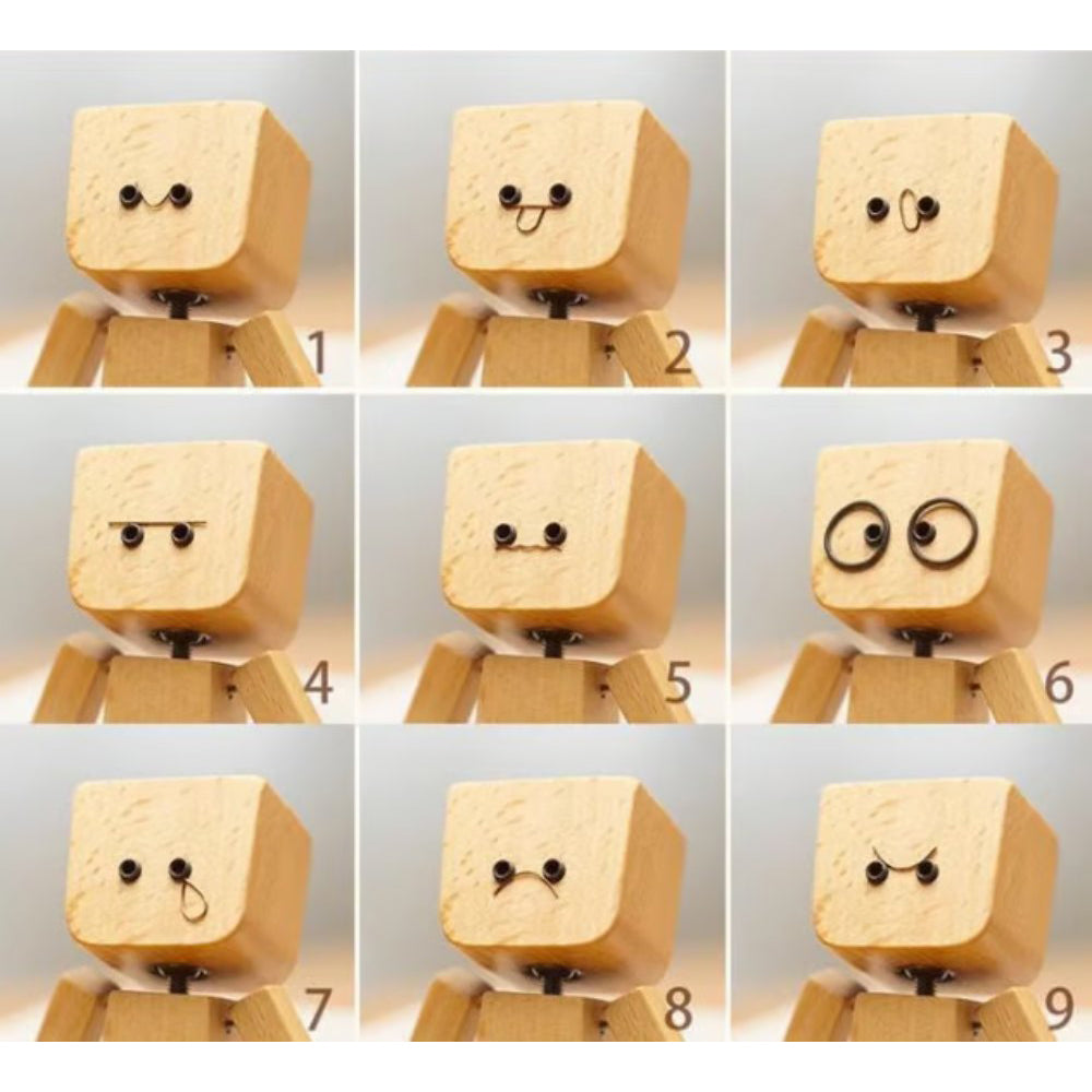 Charming Little Wooden Figure That Sways with 12PCS Magnetic Expressions