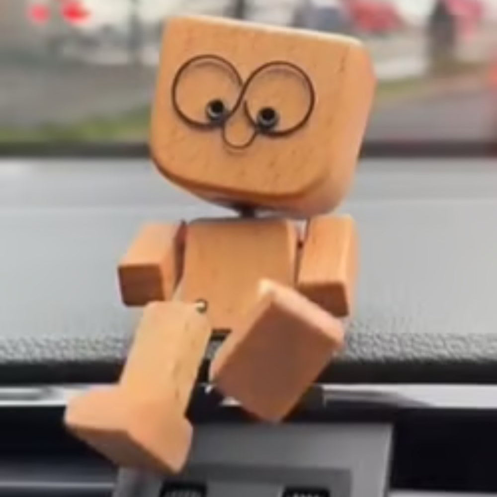 Charming Little Wooden Figure That Sways with 12PCS Magnetic Expressions