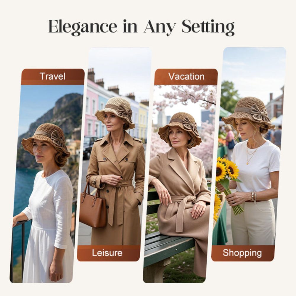 Wide Brim Straw Sun Hat with Bow