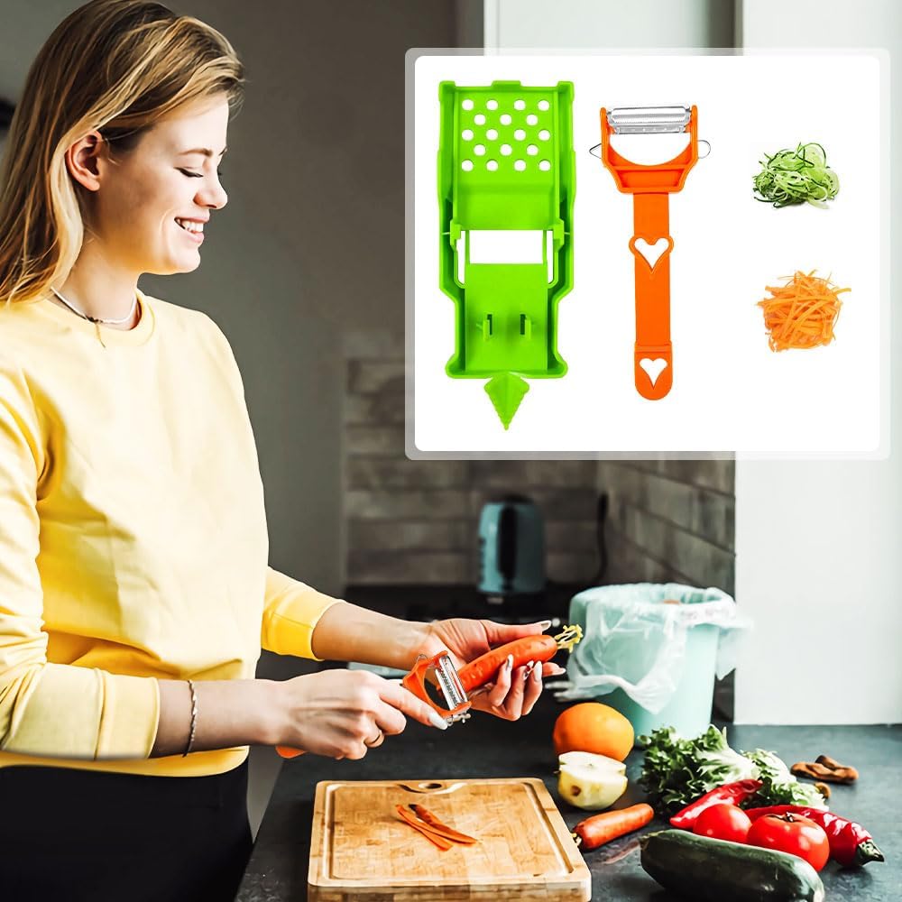 3-in-1 Multifunctional Vegetable Peeler & Kitchen Prep Tool – Ergonomic Stainless Steel Slicer & Julienne Cutter