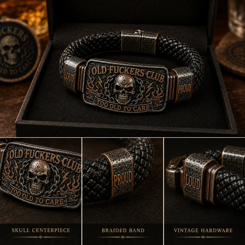 Old F*ckers Club Leather Bracelet for Men – Too Old To Care