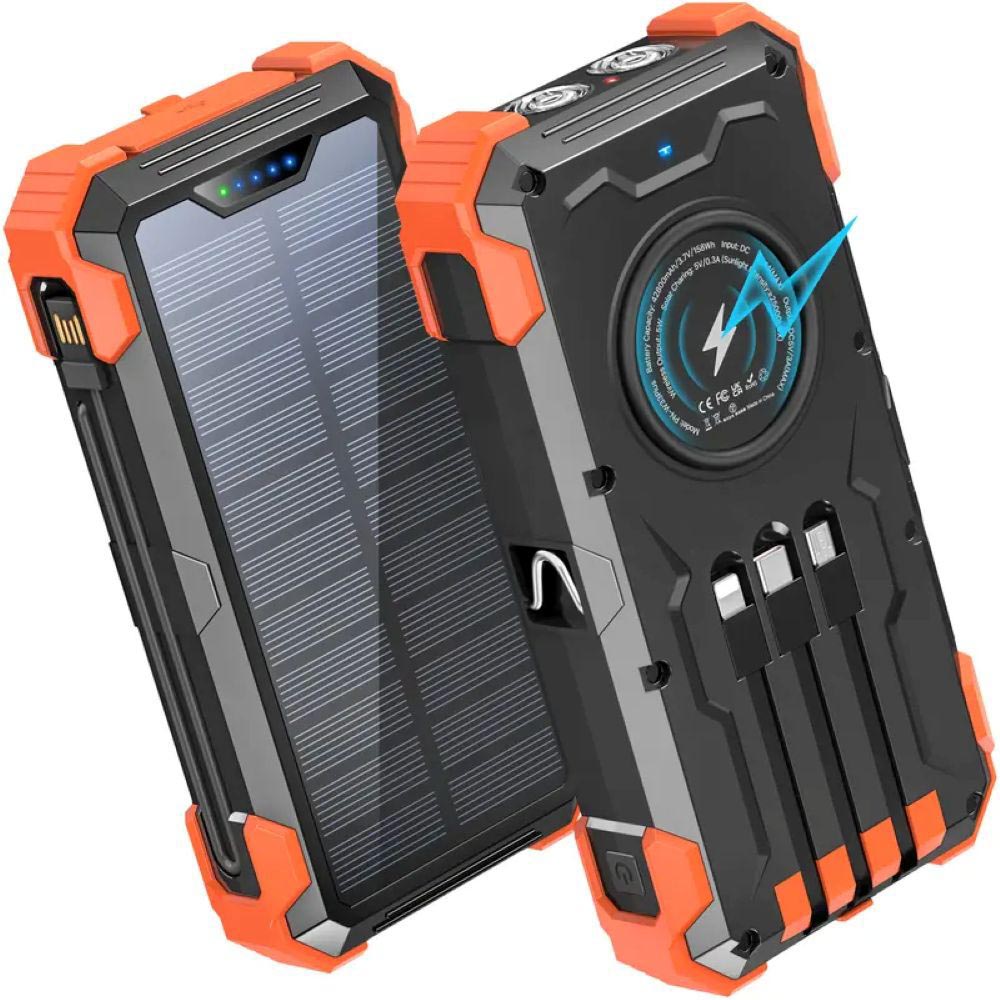 20000mAh Solar Charger Power Bank – Waterproof Outdoor Portable Battery with Wireless Charging