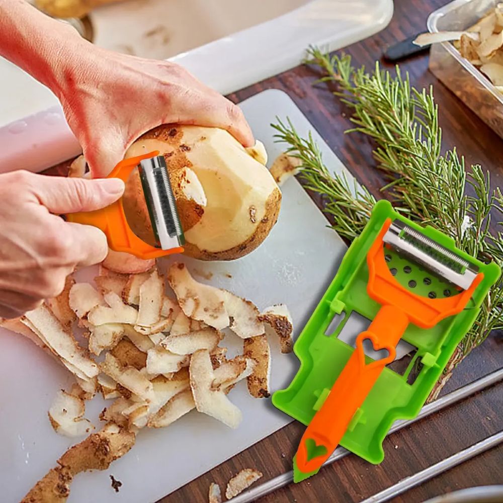 3-in-1 Multifunctional Vegetable Peeler & Kitchen Prep Tool – Ergonomic Stainless Steel Slicer & Julienne Cutter
