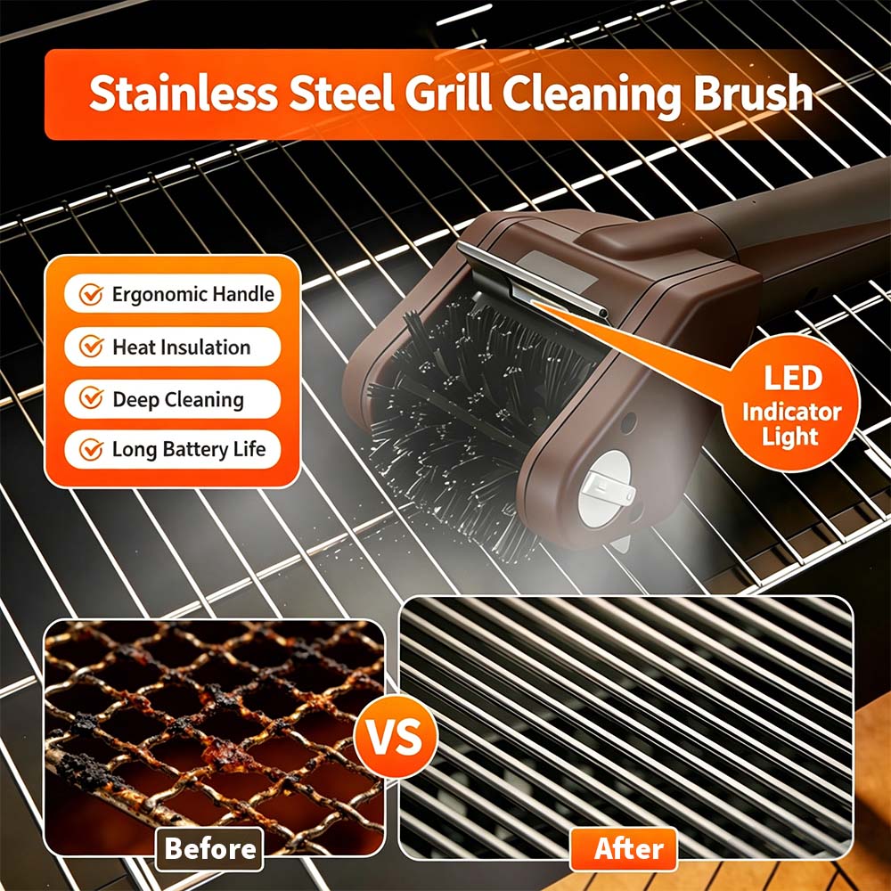Cordless Electric BBQ Grill Brush – 700RPM Power Cleaning, Bristle-Free & Safe