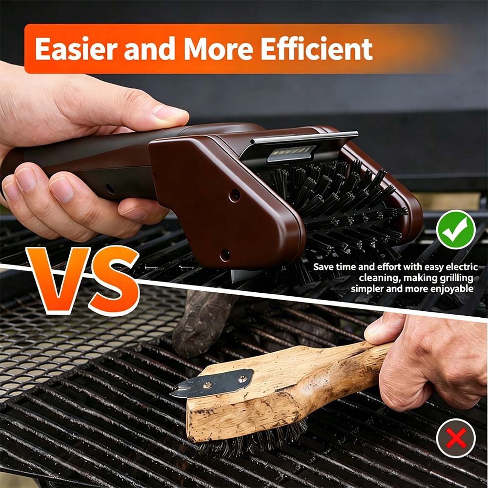 Cordless Electric BBQ Grill Brush – 700RPM Power Cleaning, Bristle-Free & Safe