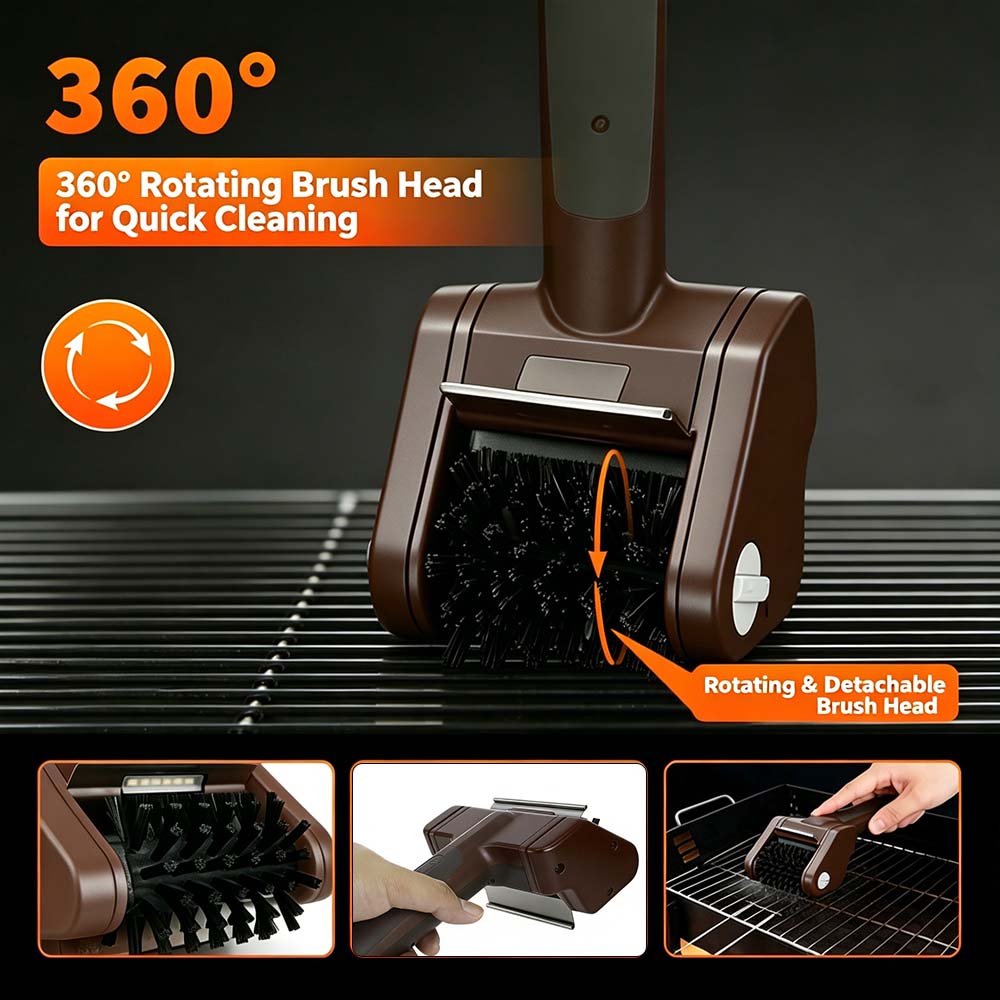 Cordless Electric BBQ Grill Brush – 700RPM Power Cleaning, Bristle-Free & Safe