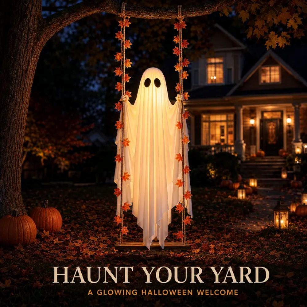 5FT LED Hanging Ghost Swing – Halloween Outdoor Decor