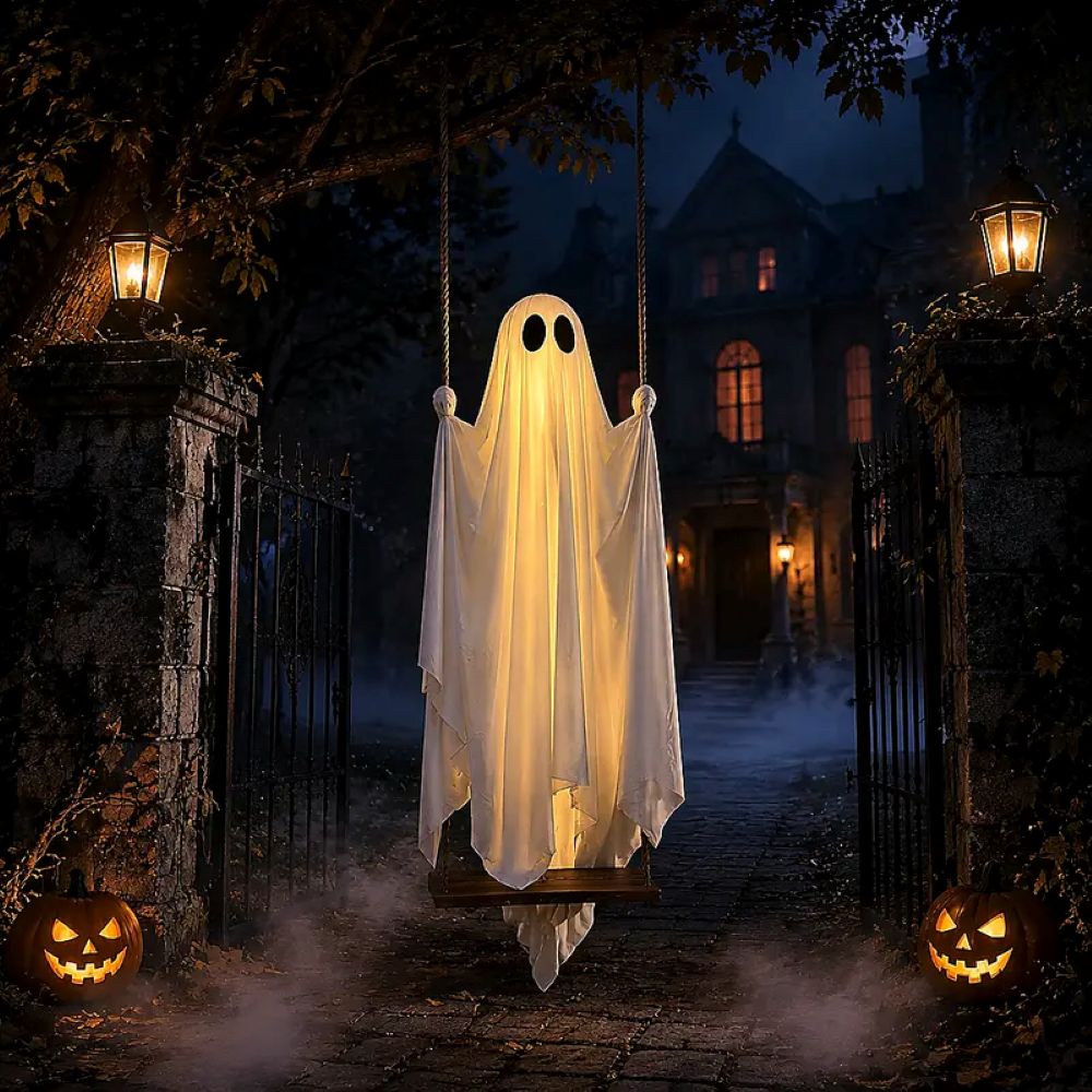 5FT LED Hanging Ghost Swing – Halloween Outdoor Decor