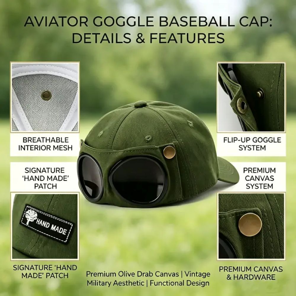 Pilot Baseball Cap with Goggles