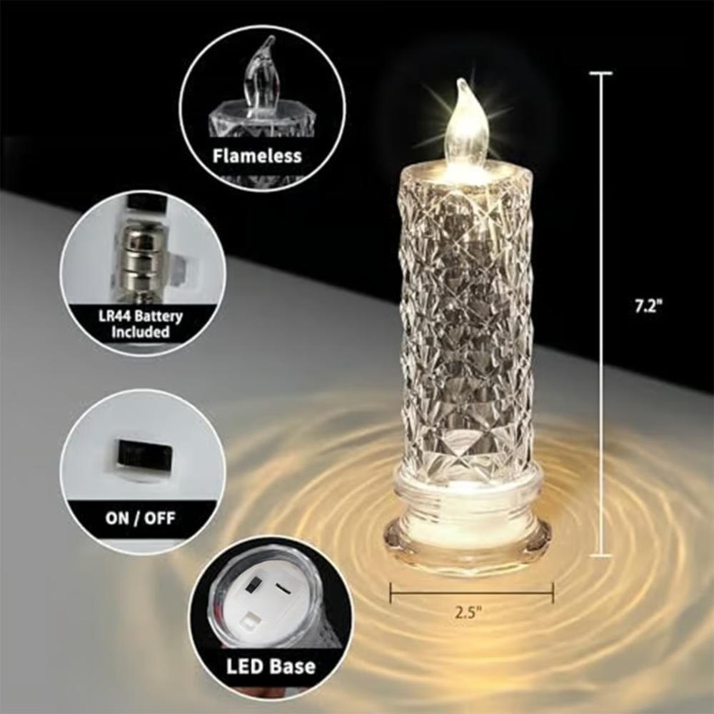 ✨🕯️LED Crystal Candle Lights 🌈Battery Operated