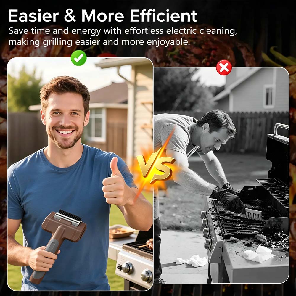 Cordless Electric BBQ Grill Brush – 700RPM Power Cleaning, Bristle-Free & Safe