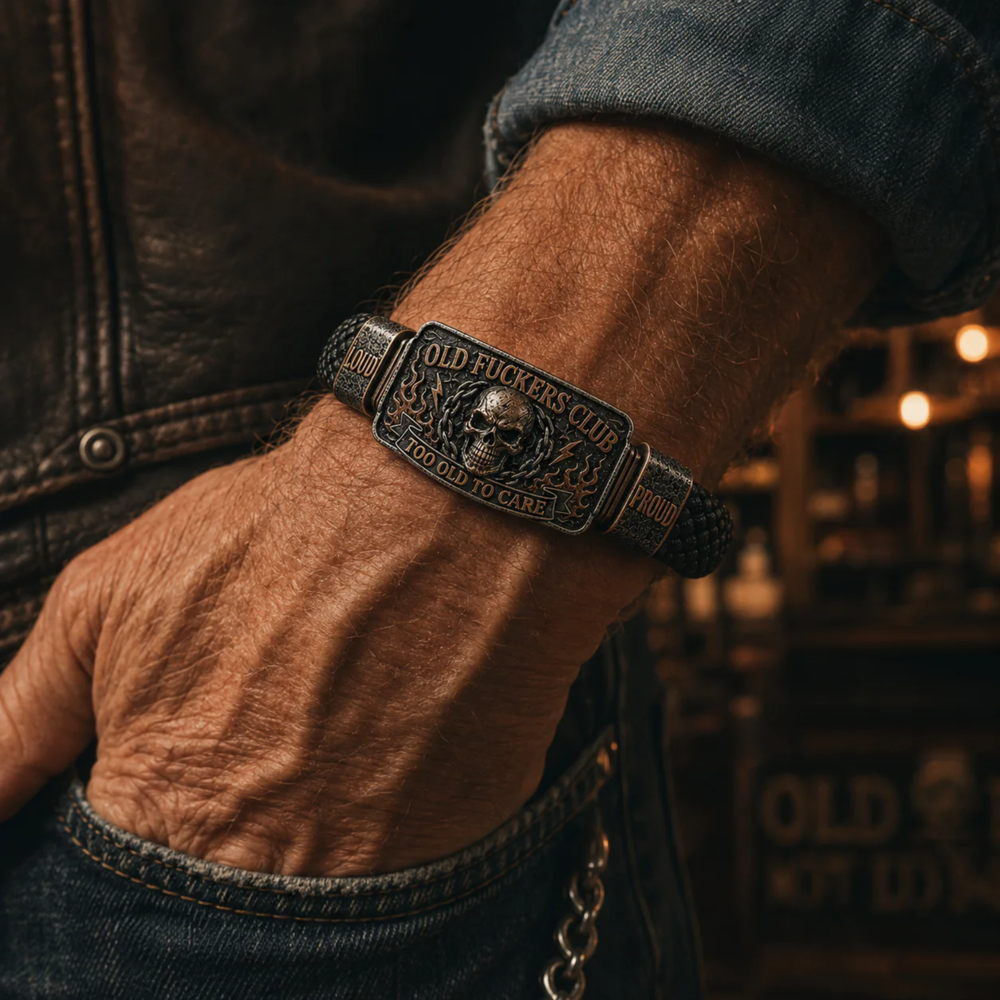 Old F*ckers Club Leather Bracelet for Men – Too Old To Care