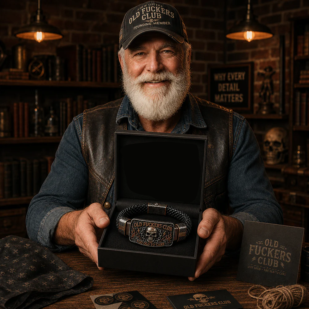 Old F*ckers Club Leather Bracelet for Men – Too Old To Care