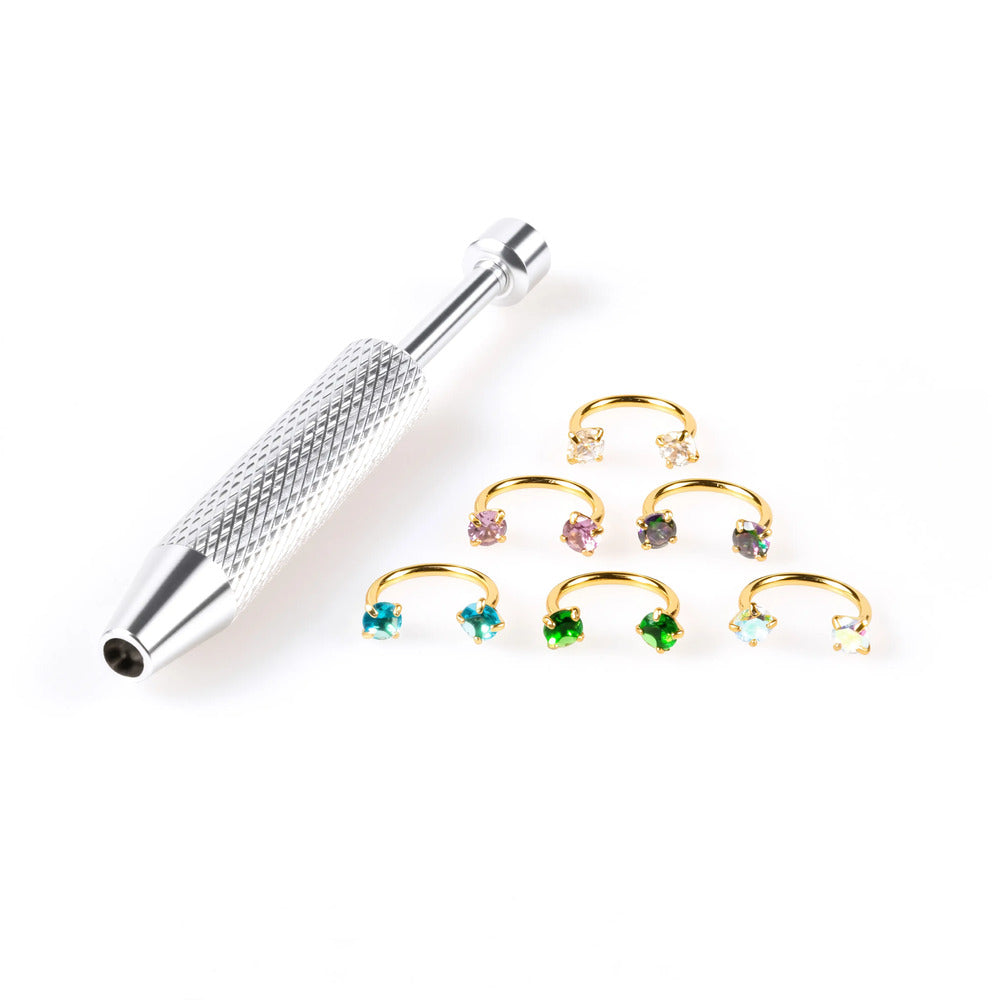 6PCS 18G Horseshoe Nose Ring Set – Internally Threaded Gem Hoops (Multiple Sizes)