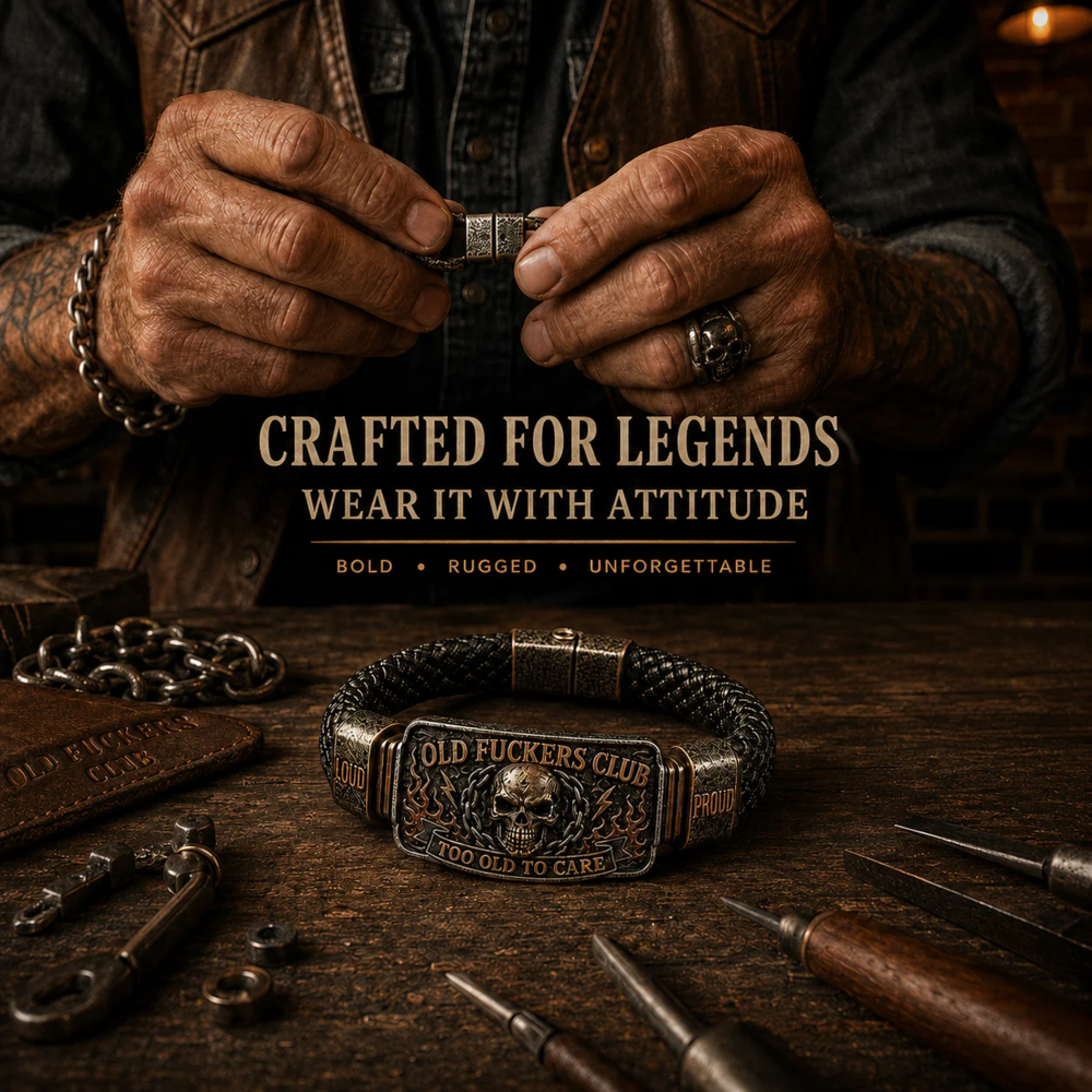 Old F*ckers Club Leather Bracelet for Men – Too Old To Care