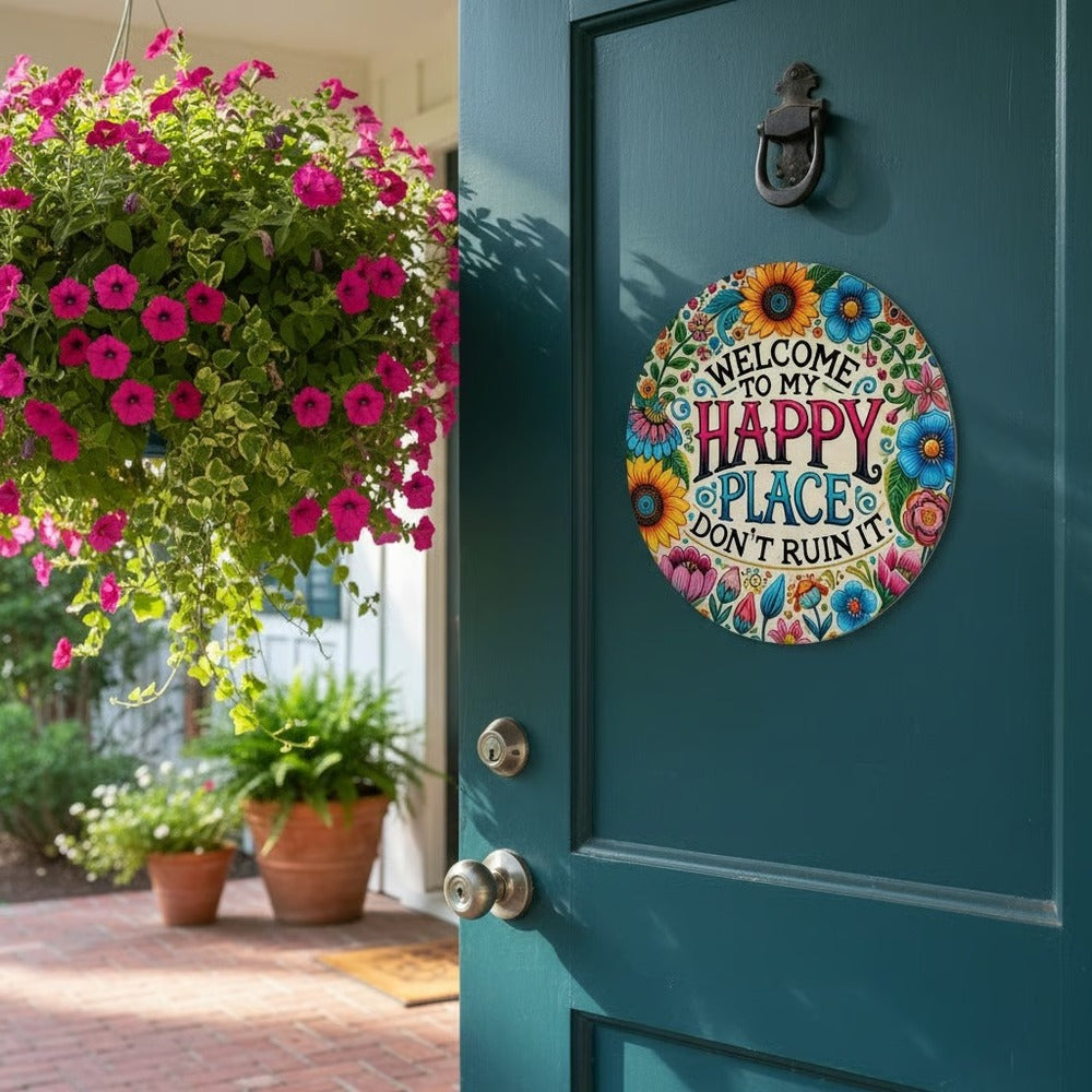 Welcome to My Happy Place – Metal Wall Sign