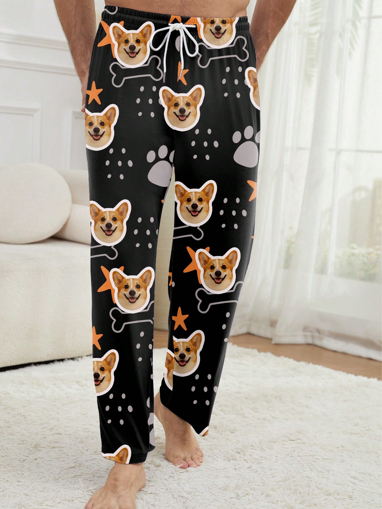Personalized custom-made photo avatars for men, personalized full-print pajama pants, fun festival gifts for couples and families