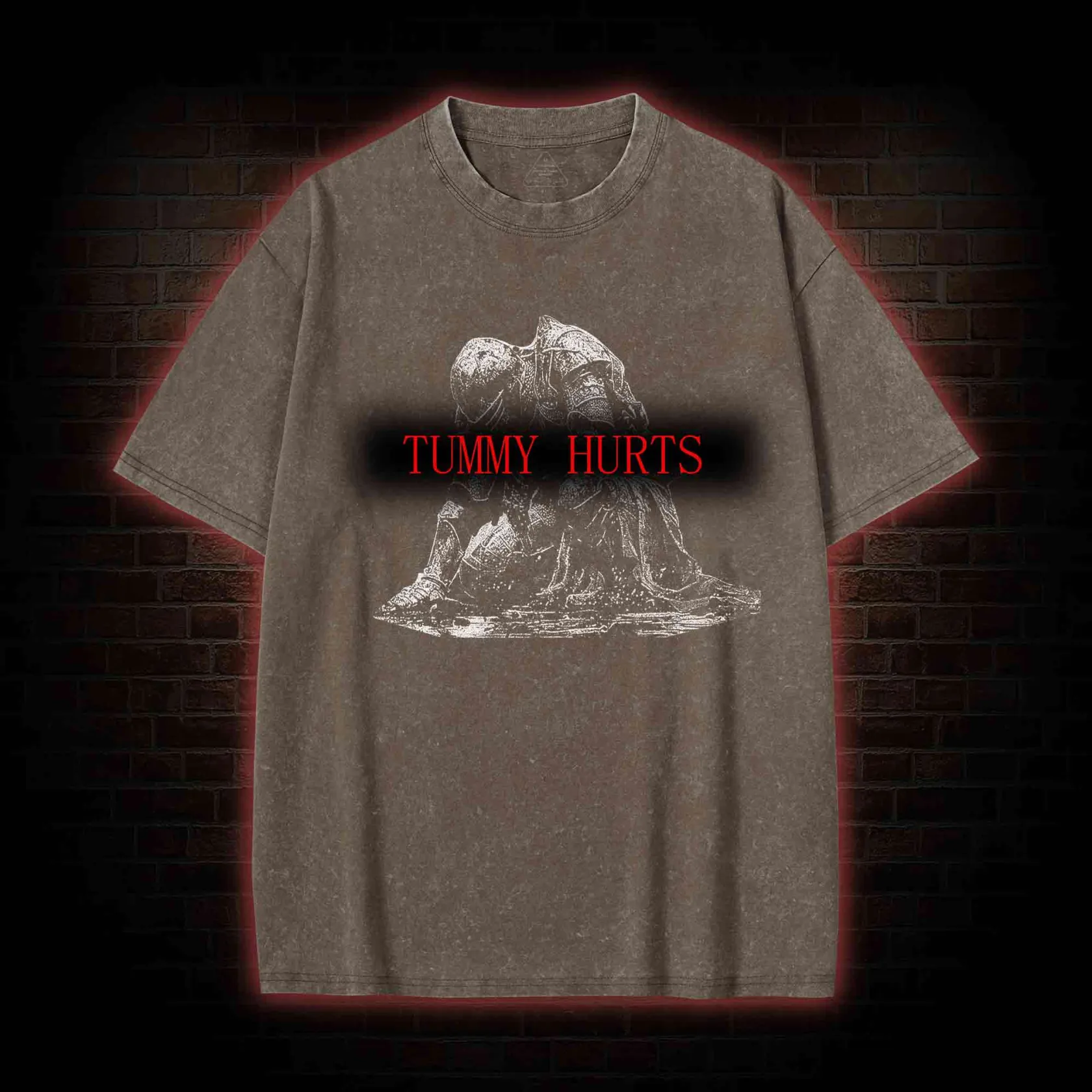 Retro Tummy Hurts Washed T-shirt