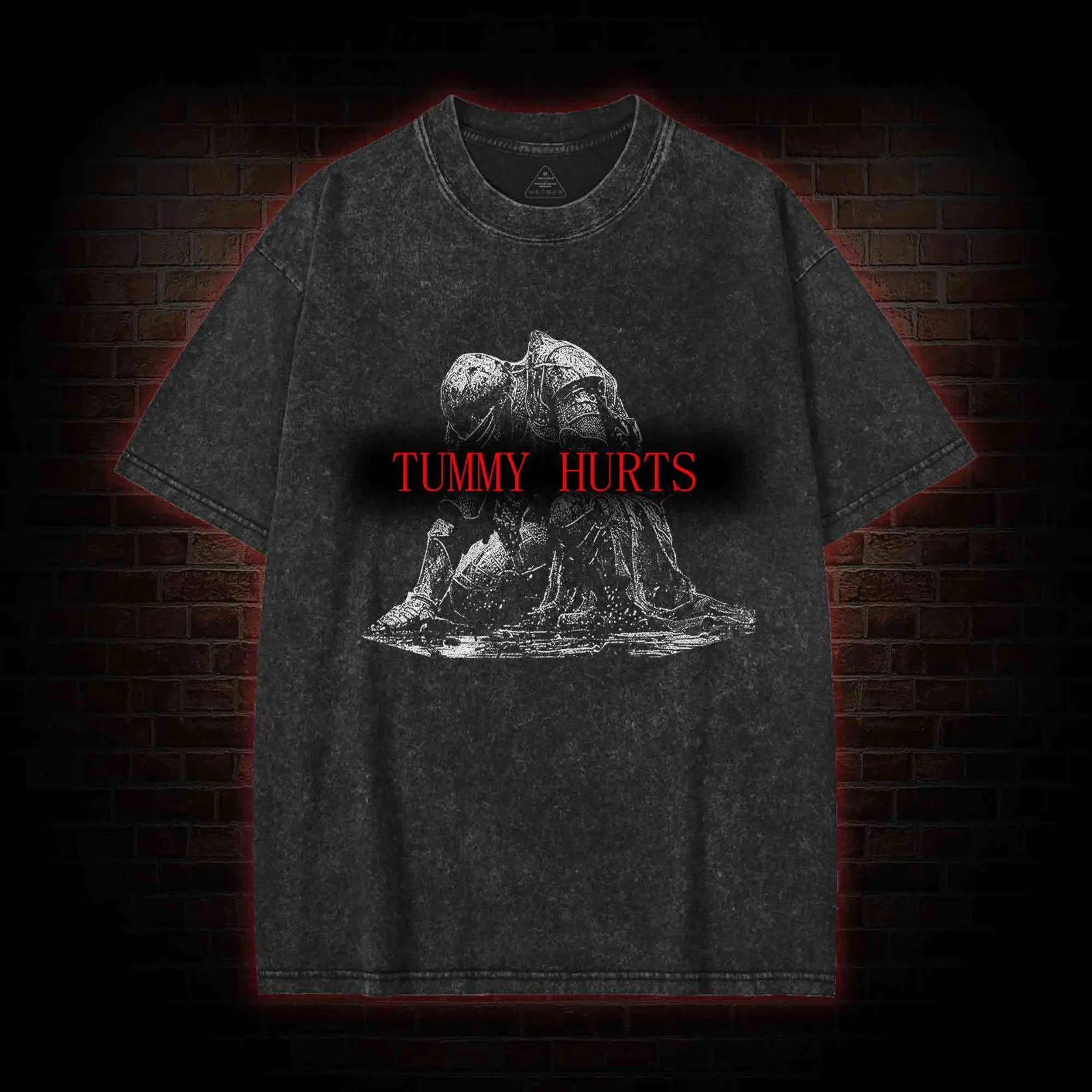 Retro Tummy Hurts Washed T-shirt
