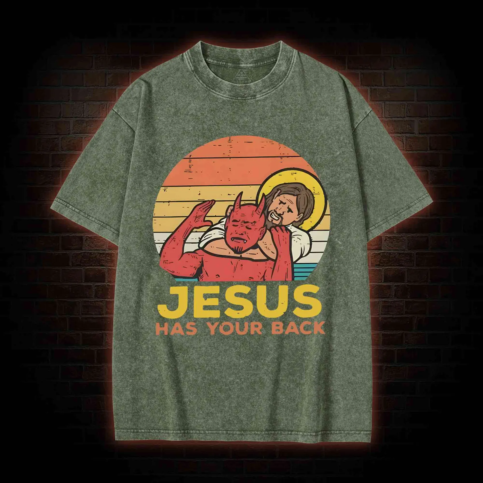 Jesus Has Your Back Washed T-shirt