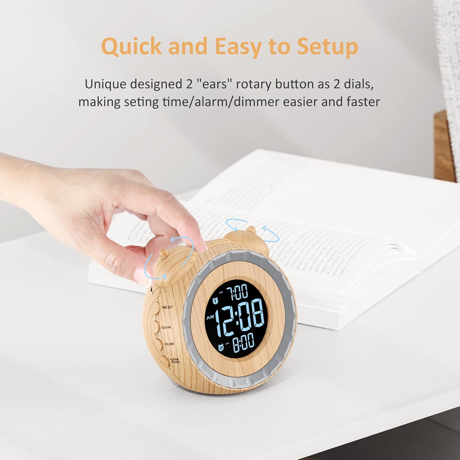 Loud Dual Alarm Clock with Bed Shaker - 0-100% Dimmer, Vibrating Alarm Clock for Heavy Sleepers or Hearing Impaired, Easy to Set, USB Charging Port, Snooze, Battery Backup