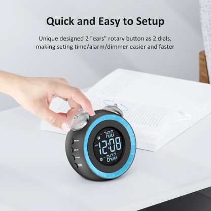Loud Dual Alarm Clock with Bed Shaker - 0-100% Dimmer, Vibrating Alarm Clock for Heavy Sleepers or Hearing Impaired, Easy to Set, USB Charging Port, Snooze, Battery Backup