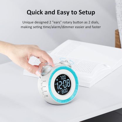 Loud Dual Alarm Clock with Bed Shaker - 0-100% Dimmer, Vibrating Alarm Clock for Heavy Sleepers or Hearing Impaired, Easy to Set, USB Charging Port, Snooze, Battery Backup