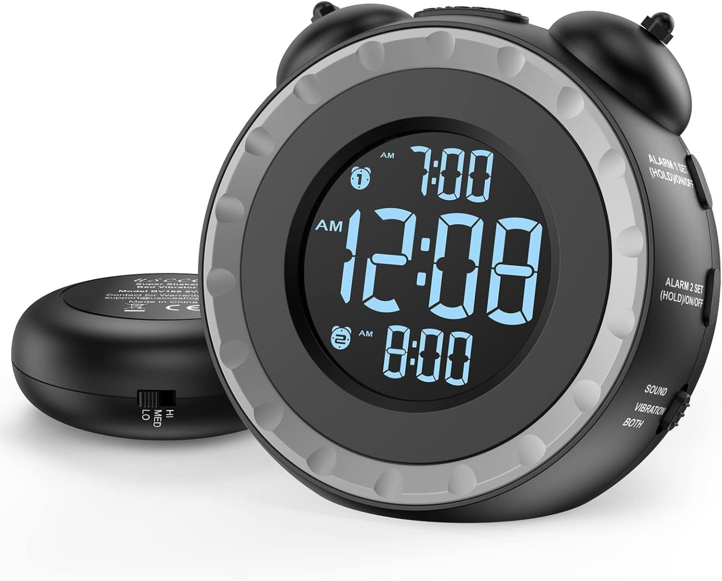 Loud Dual Alarm Clock with Bed Shaker