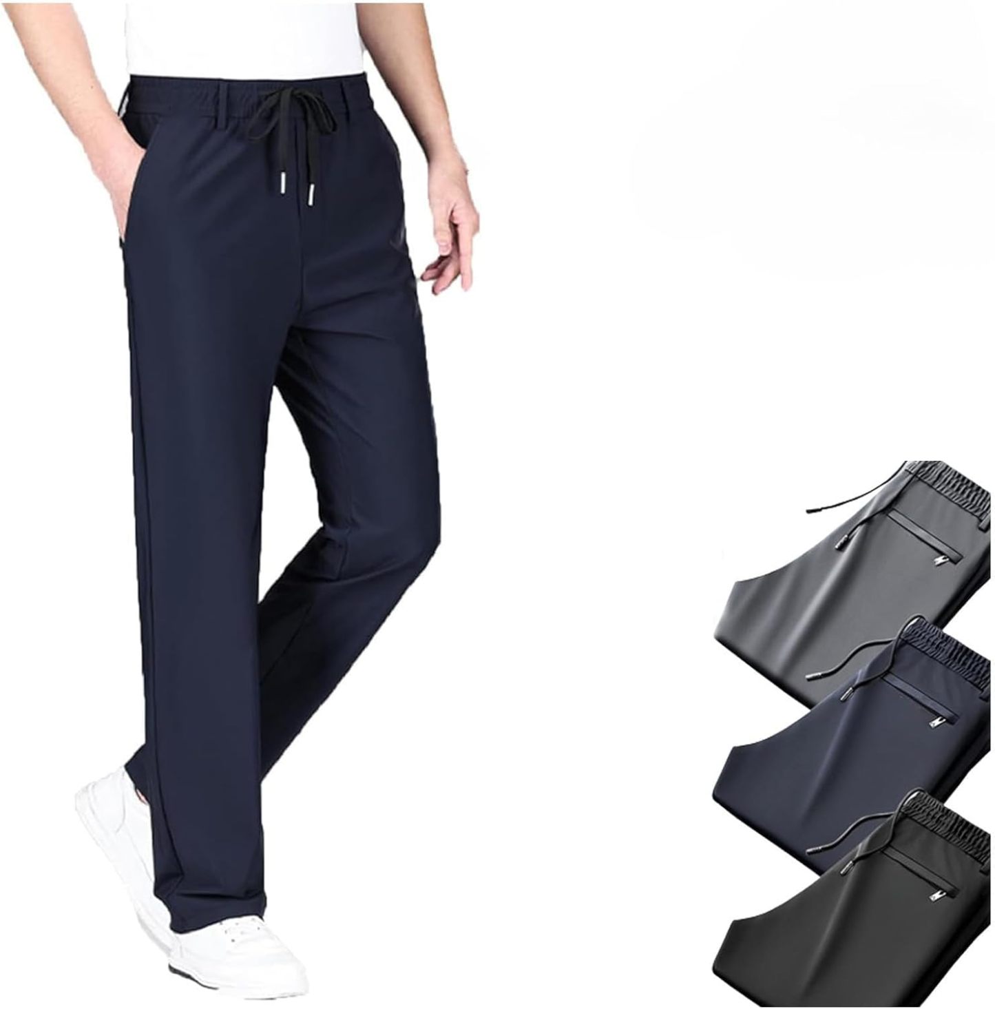 Mens Pants, Unisex Ultra Stretch Quick Drying Pants, Casual Straight Pants for Men