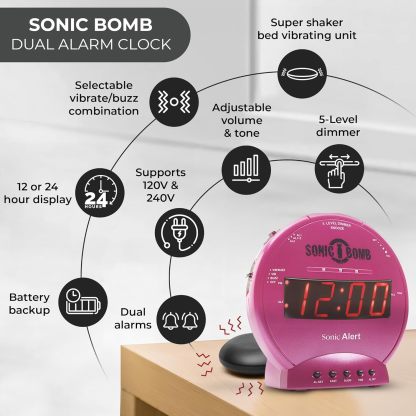 Loud Vibrating Alarm Clock for Heavy Sleepers, Bed Shaker Alarm Clock for Deaf and Hard of Hearing