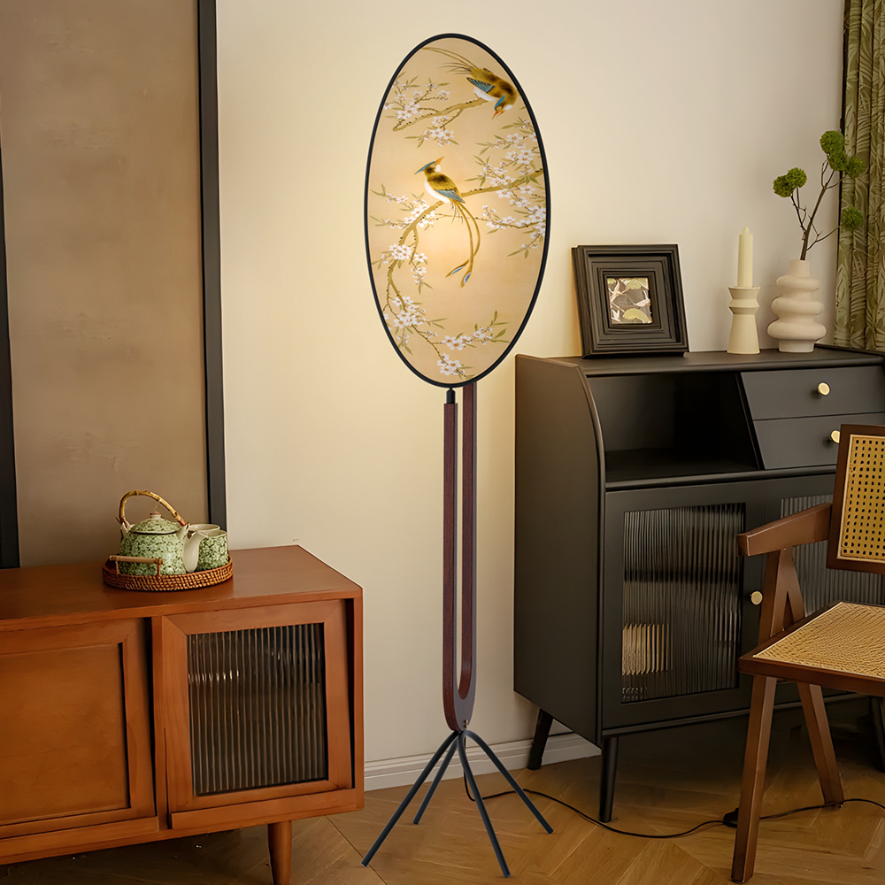 Song-style aesthetic floor lamp Song family retro homestay screen lamp French Song Dynasty designer living room atmosphere medieval