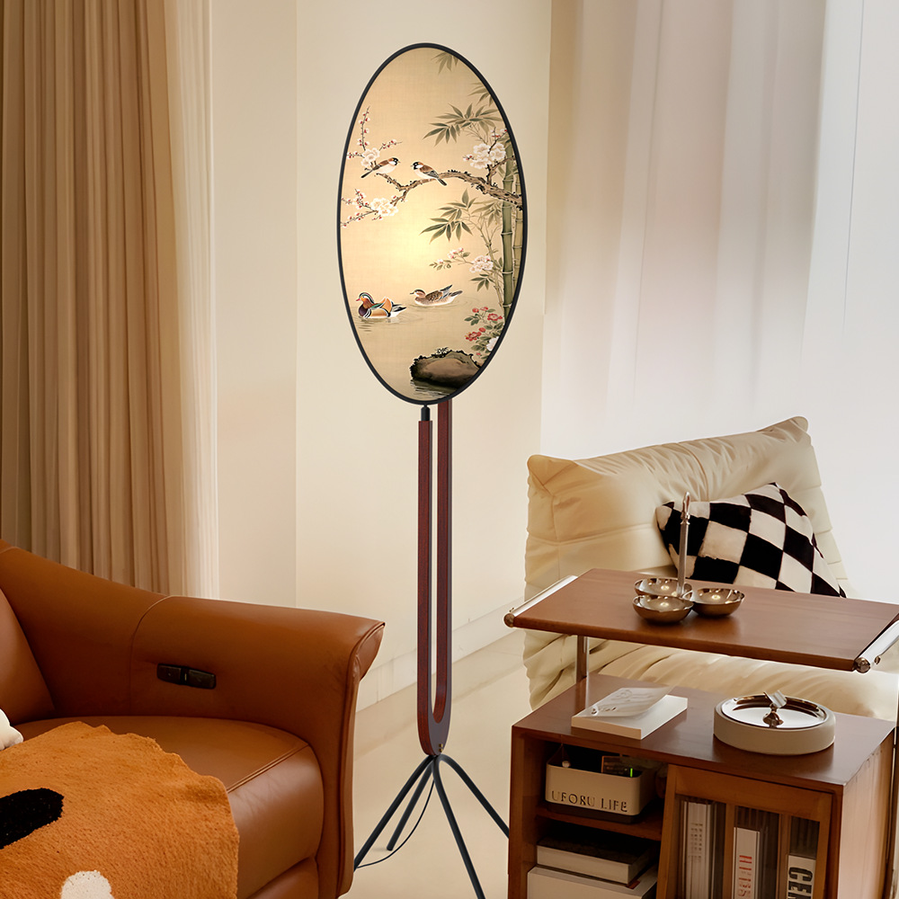 Song-style aesthetic floor lamp Song family retro homestay screen lamp French Song Dynasty designer living room atmosphere medieval