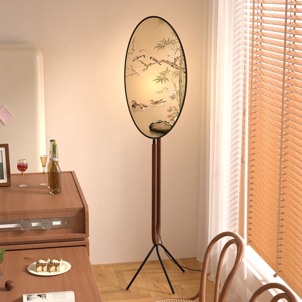 Song-style aesthetic floor lamp Song family retro homestay screen lamp French Song Dynasty designer living room atmosphere medieval