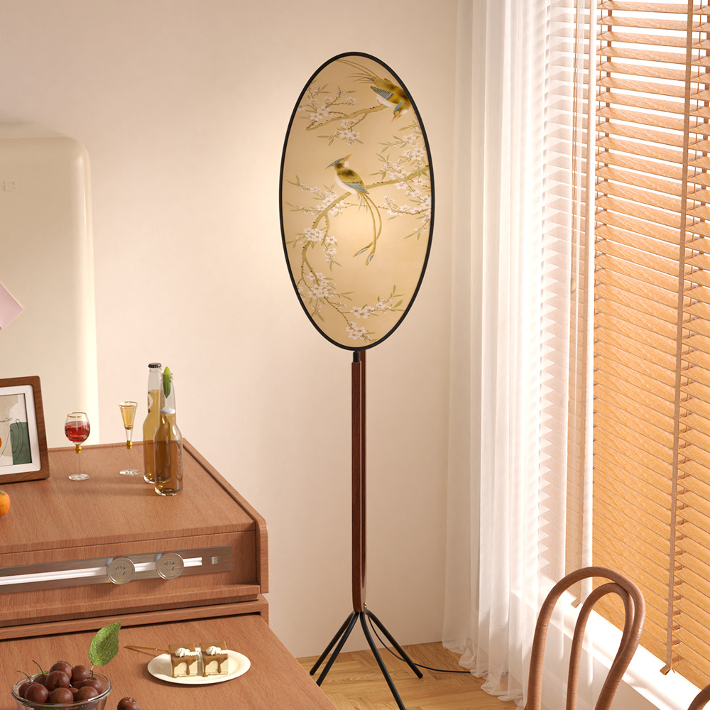 Song-style aesthetic floor lamp Song family retro homestay screen lamp French Song Dynasty designer living room atmosphere medieval